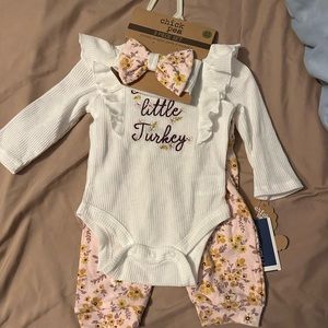 “Daddy’s little turkey” baby girl outfit new with tags